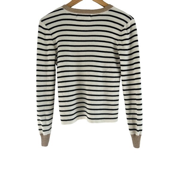 Marled Size XS Striped Sweater‎ with Gold Details Black Cream Gold - Picture 2 of 5